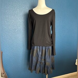 MARC JACOBS whimsical design “patchwork” knee-length “leopard” print skirt.